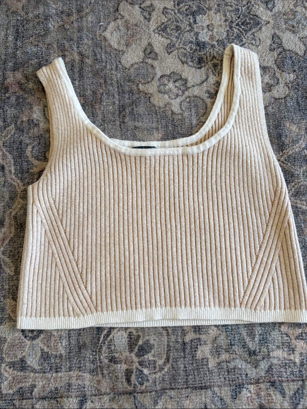 wild fable Ribbed Cream Cropped Tank Top